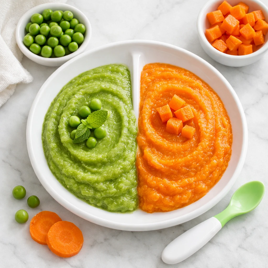 Erbsen- und Karottenpüree für Baby
