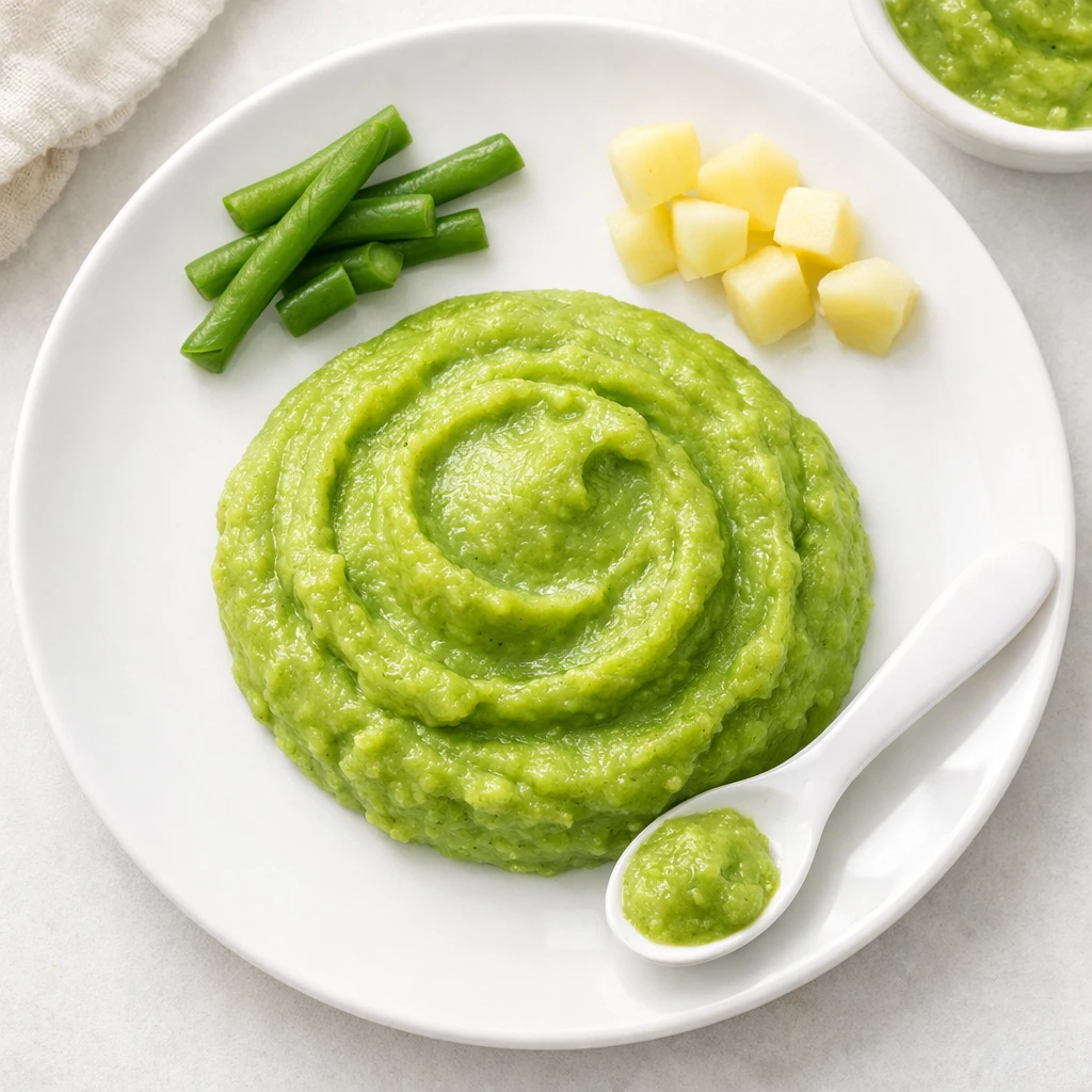 Grüne Bohnen Kartoffel Püree für Baby