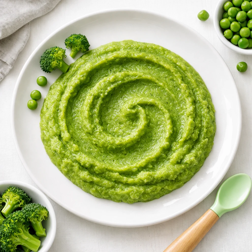 Brokkoli Erbsen Püree für Baby